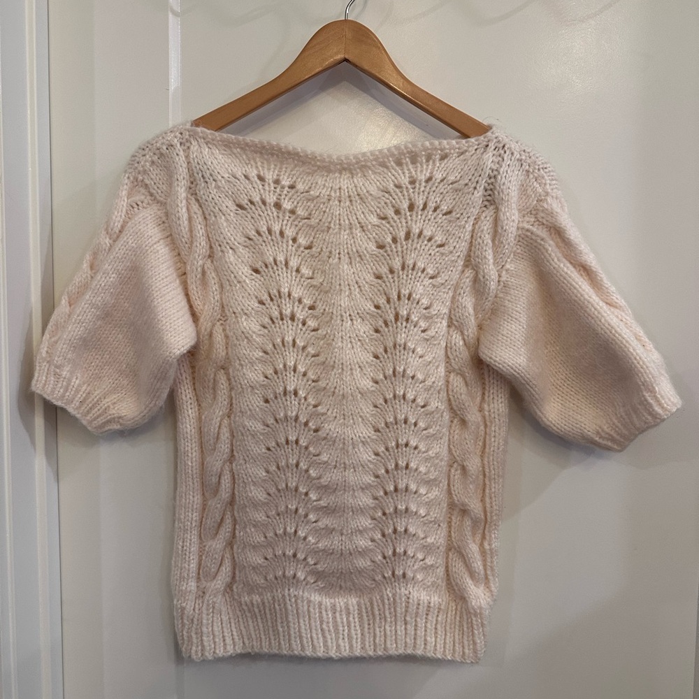 Chic Off-the-Shoulder Knit Sweater in Cream